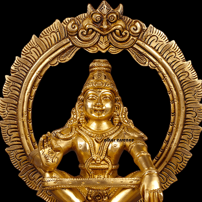 Large Brass ayyappa Swami statue by Nikur Essence - 26.4 cm