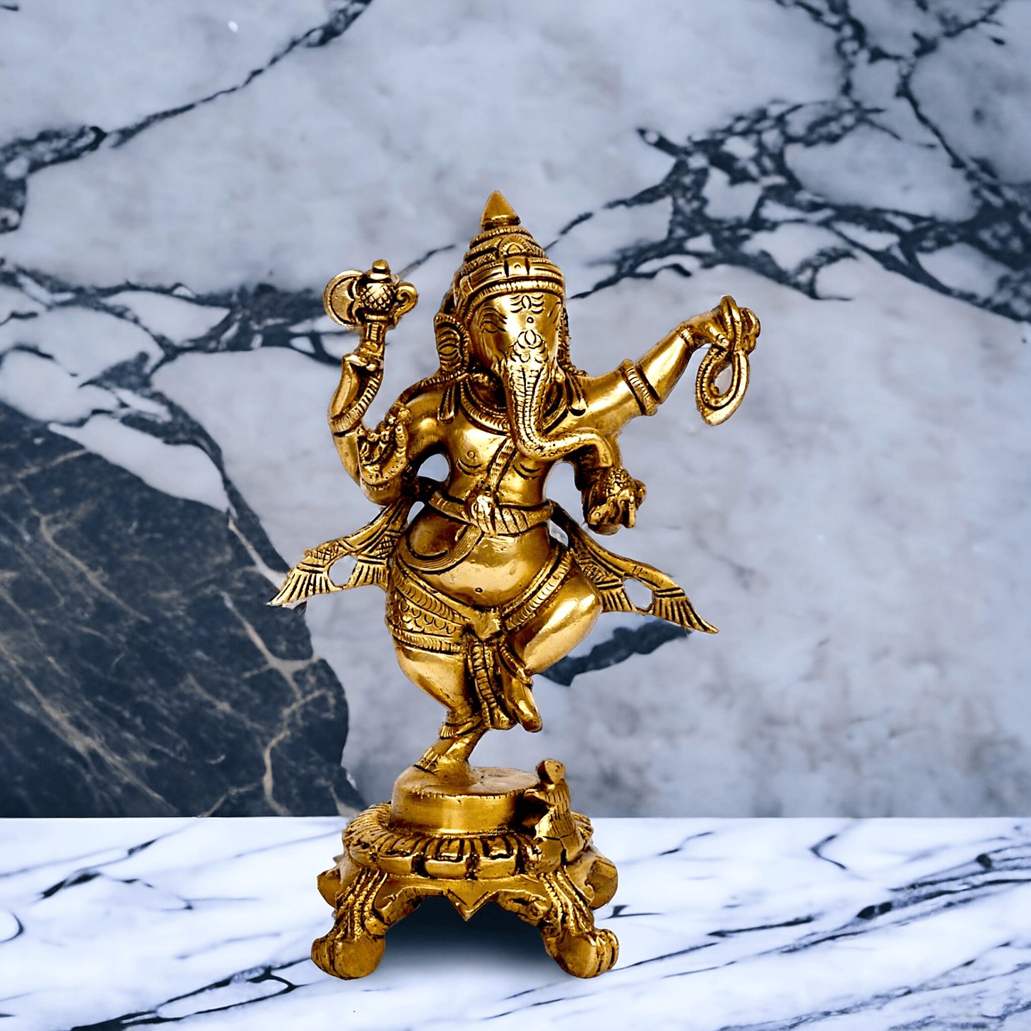 Pure Brass dancing Ganesha by Nikur Essence - 8 Inch height Idols Nikuressence