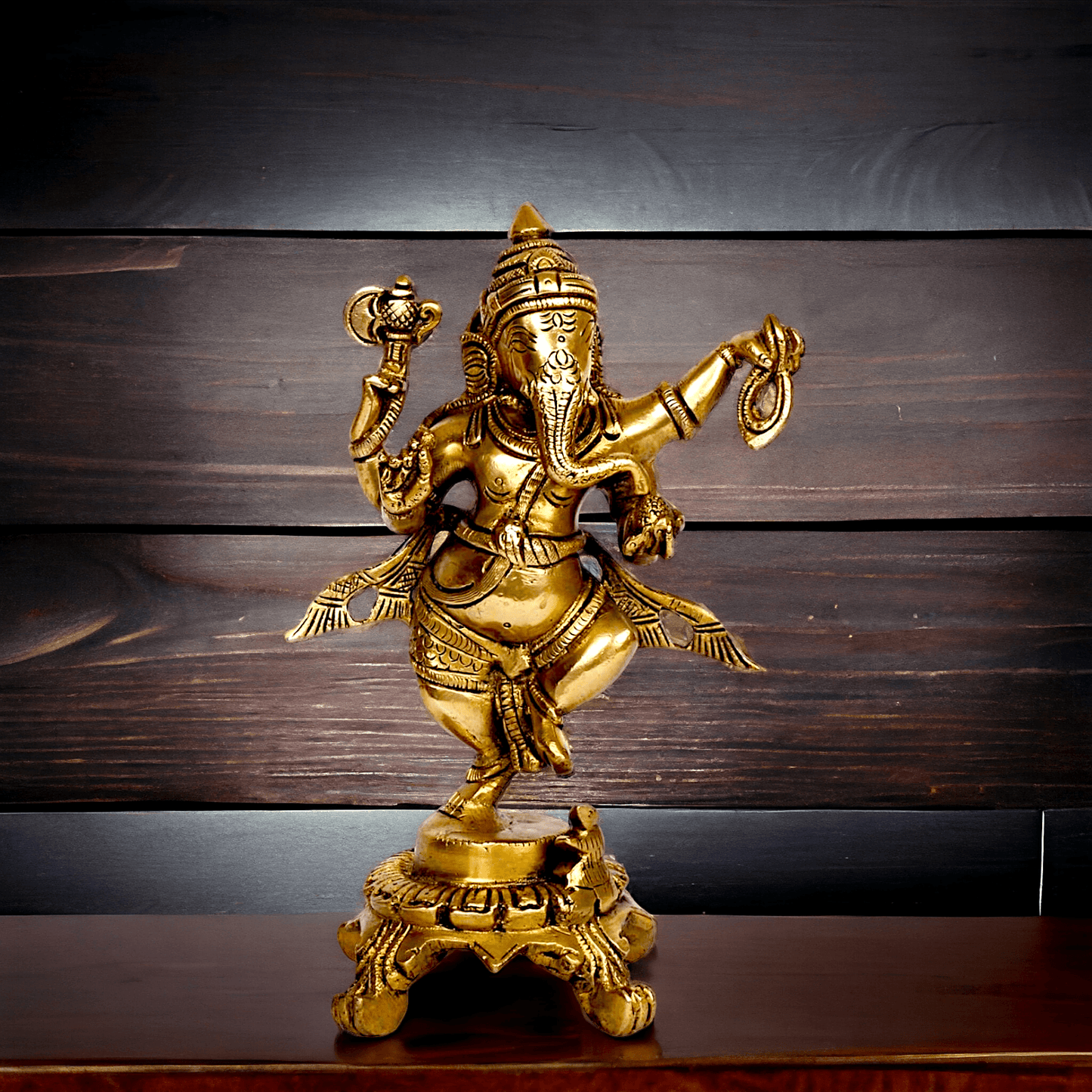 Pure Brass dancing Ganesha by Nikur Essence - 8 Inch height Idols Nikuressence