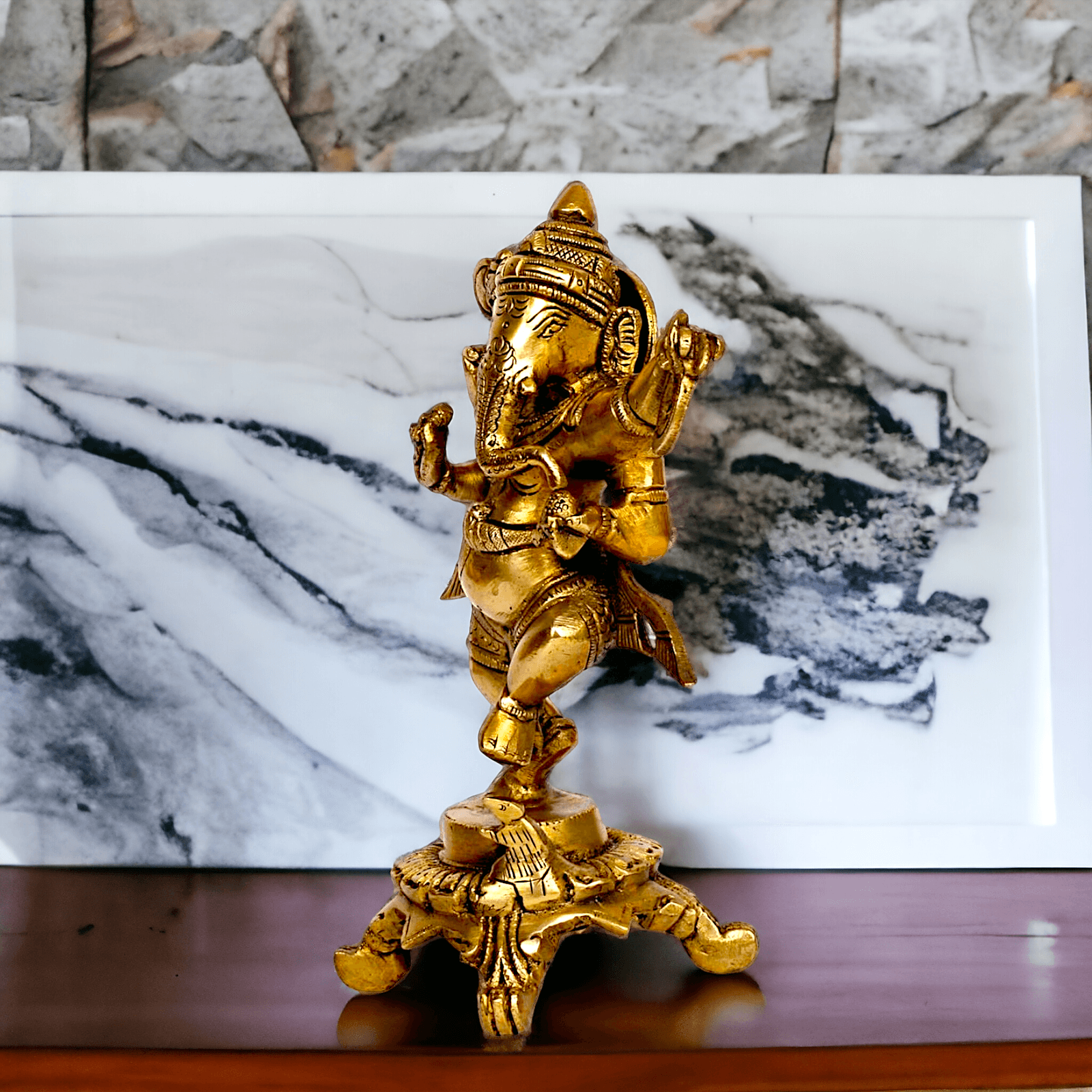 Pure Brass dancing Ganesha by Nikur Essence - 8 Inch height Idols Nikuressence