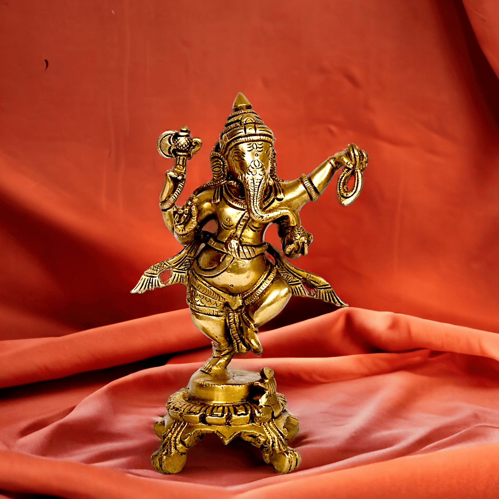 Pure Brass dancing Ganesha by Nikur Essence - 8 Inch height Idols Nikuressence