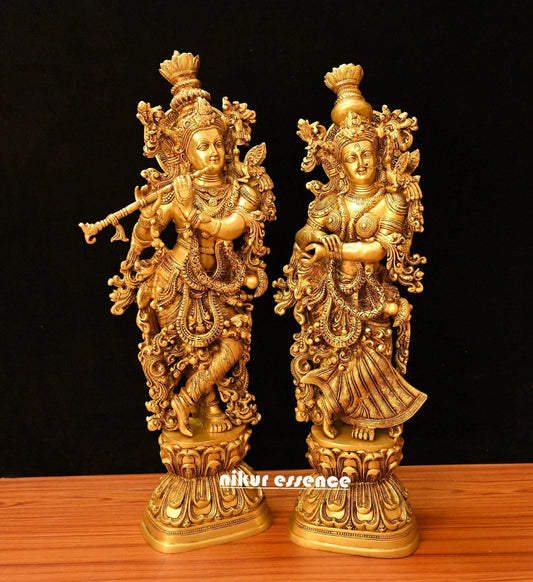 Buy Brass krishna Radha flute NikurEssence - 75 CM Hight Idols Nikuressence