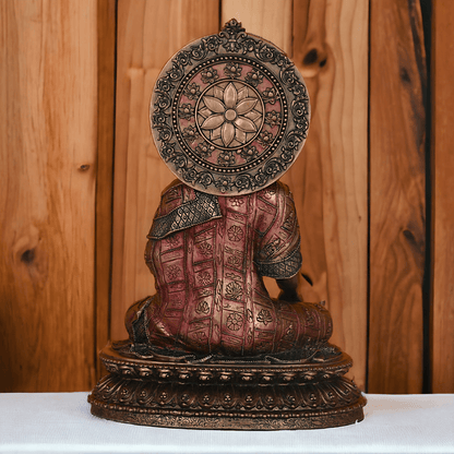 Bronze Buddha Statue with Lotus Base, Handcrafted Meditation Art Piece, 26 cm Tall