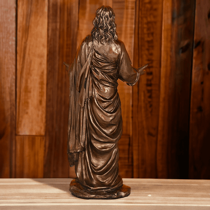 Buy bronze Jesus Christ Figurine, 23 cm Tall, Crafted in Bonded Bronze with Impeccable Detailing Nikuressence Artistic Home Decor Bronze decor Bronze Jesus Christ Bronze Jesus Christ Figure Bronze Religious Statues decor items for diwali decorative handicrafts handicraft home decor items Jesus Christ Bronze Statue