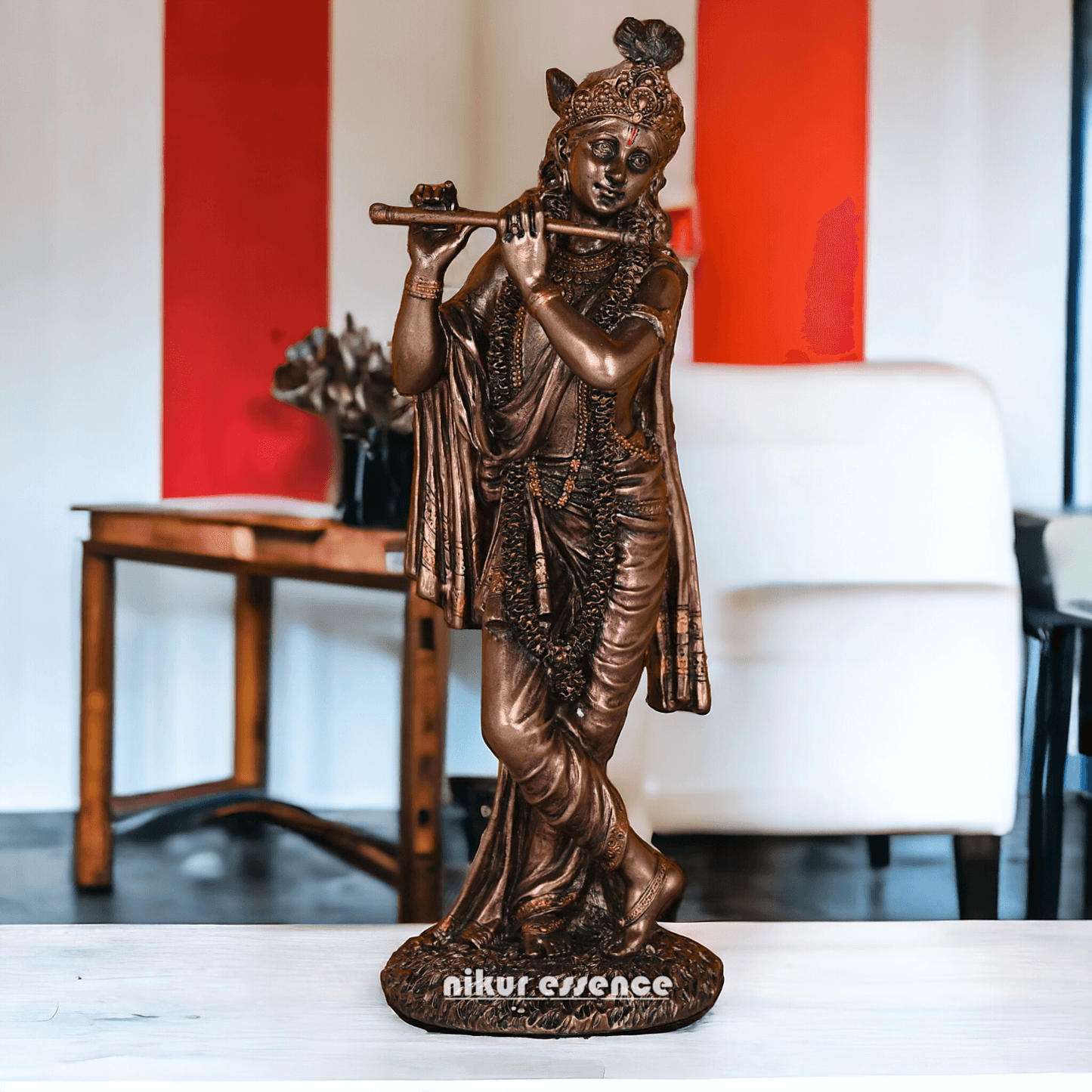 Buy Krishna Statue in copper | Buy Krishna Statue in bronze | Buy Krishna Statue -11 inch