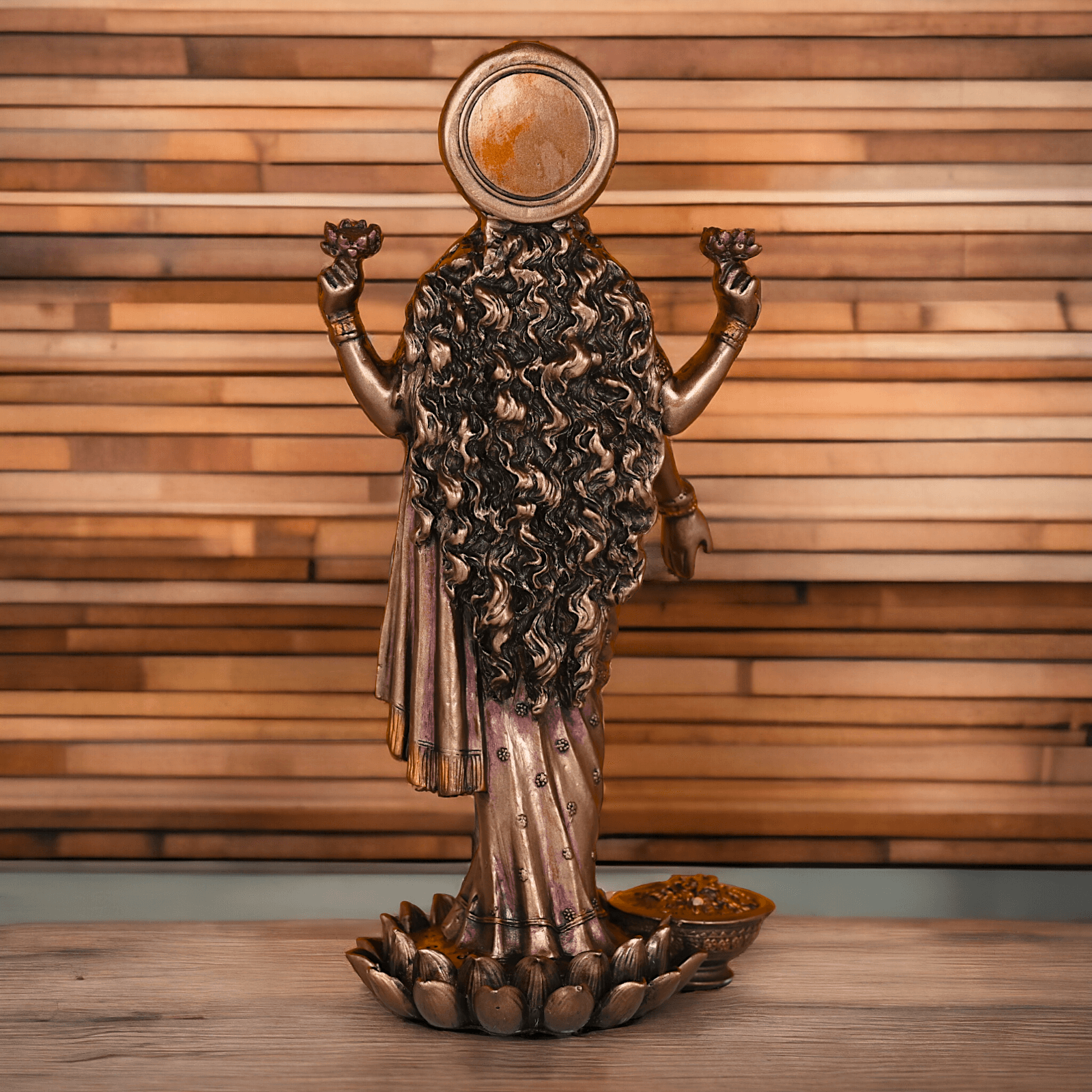 Bronze Lakshmi Idol Standing Gracefully on Lotus Flower Nikuressence apkamart Bronze decor Bronze lakshmi bronze lakshmi idol darbarcarft ganesh laxmi saraswati idol god laxmi mantra handicraft home decor items how to do laxmi puja at home laxmi husband name laxmi story lord vishnu and laxmi navra Spiritual Growth statues god