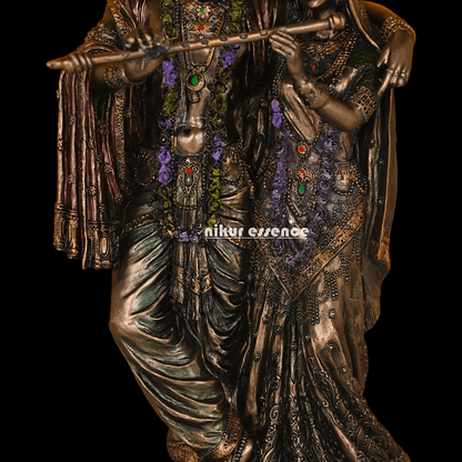 Radha Krishna Statue in Bronze - Handcrafted Indian Art Sculpture for Home Décor and Spiritual Inspiration Idols Nikuressence