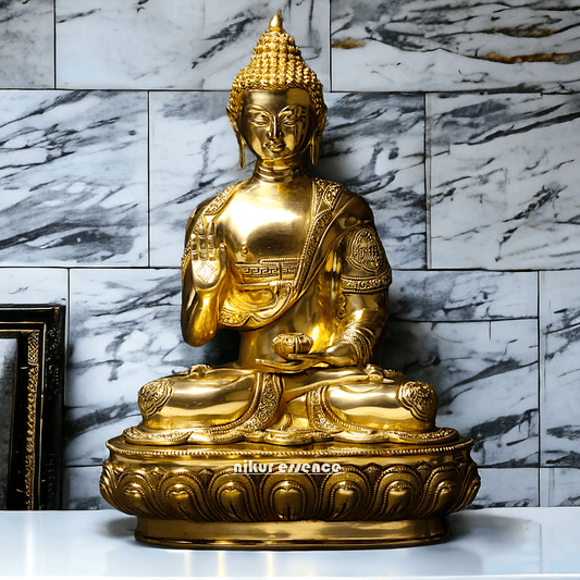 Buy Buddha Statue in brass- Exquisite Buddhist Deity Blessing Sculpture with Intricate Detailing for Spiritual