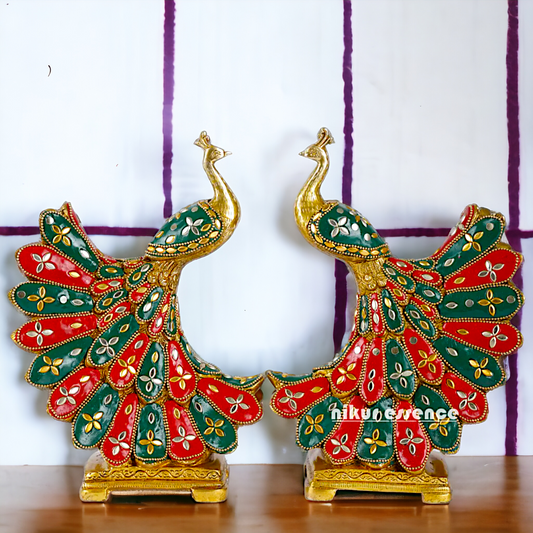 Buy 2 Pair Peacock with stone work Idol - 25 cm Idols Nikuressence