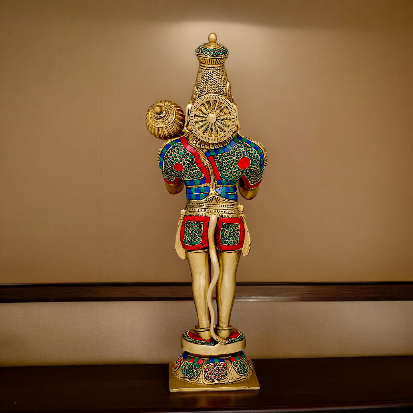 Buy Online Brass Hanuman Bless Standing Idol with Stone Work - 53.5 cm Idols Nikuressence