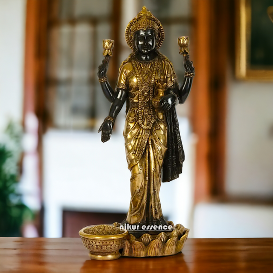 Buy Online Brass Lakshmi Stand on lotus Idol - 62 cm Idols Nikuressence