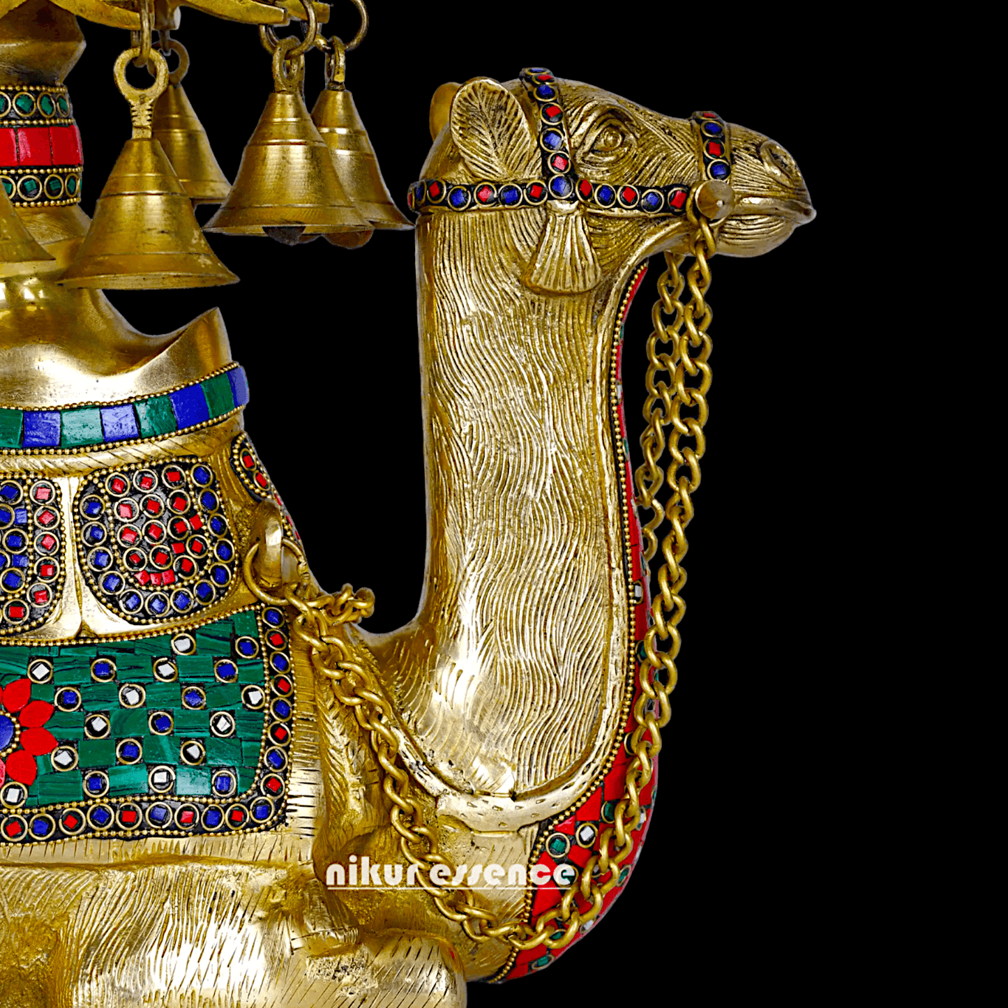 Camel Urli with Bells , Handcrafted Brass Water Basin for Elegant Home Décor and Traditional Indian Aesthetic