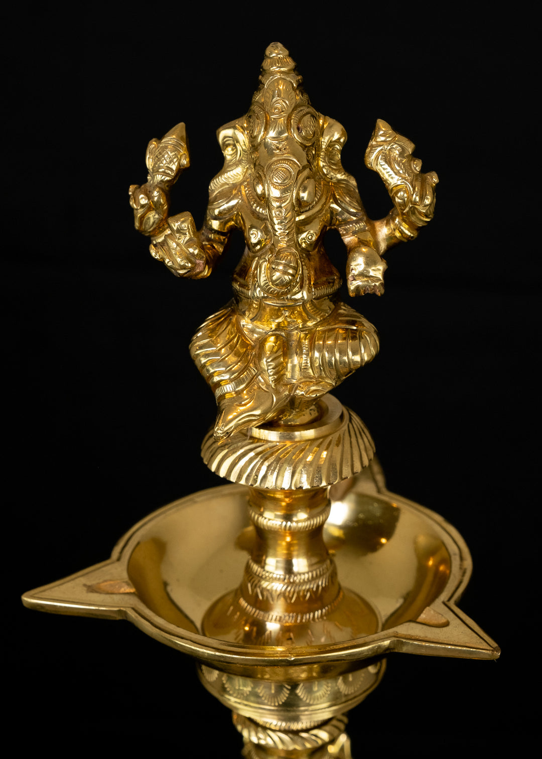 Buy Solid Brass Ganesh Diya Lamp with Twenty two Ganeshas - 38 Inches Height