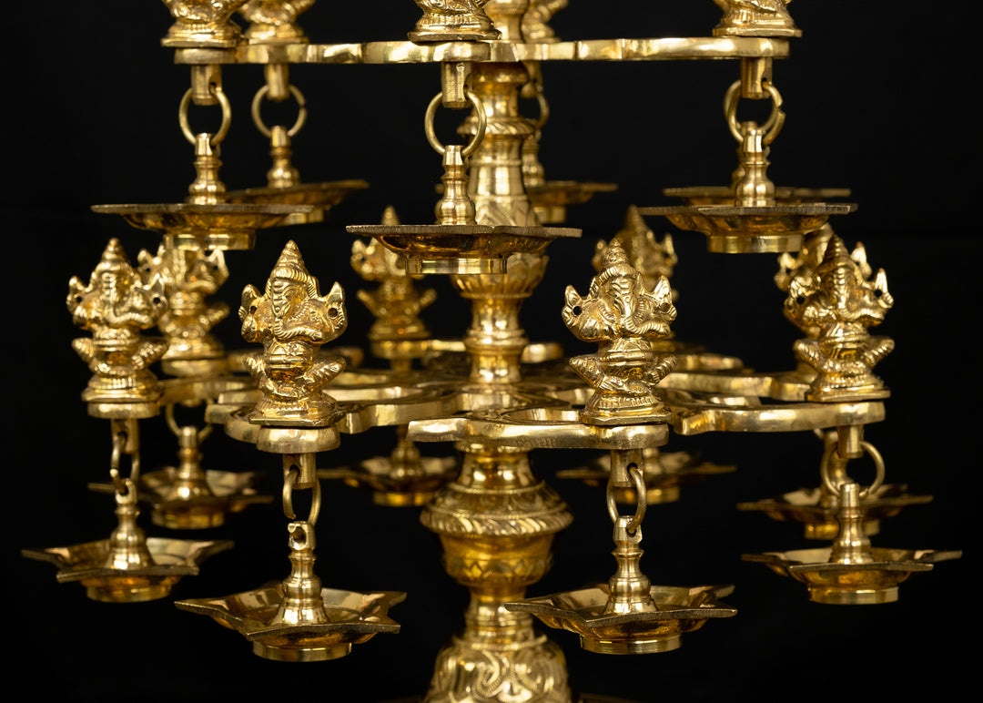 Brass Ganesha Lamp Vilakku Diya by Nikur Essence - 96.5 cm