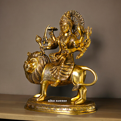 Large Handcrafted Durga Maa Brass Statue - Exquisite 35.5 cm Representation of Divine Feminine Power