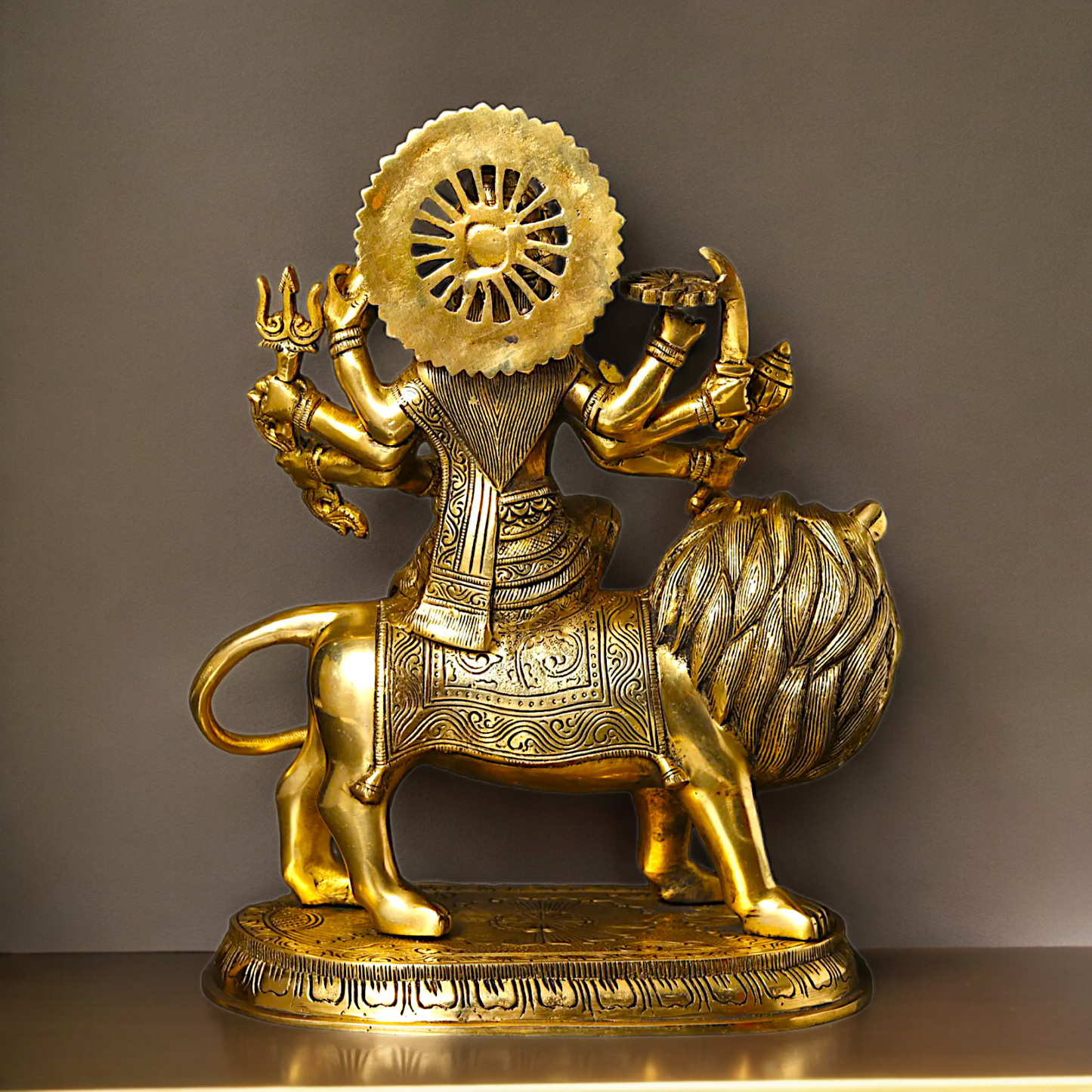 Large Handcrafted Durga Maa Brass Statue - Exquisite 35.5 cm Representation of Divine Feminine Power