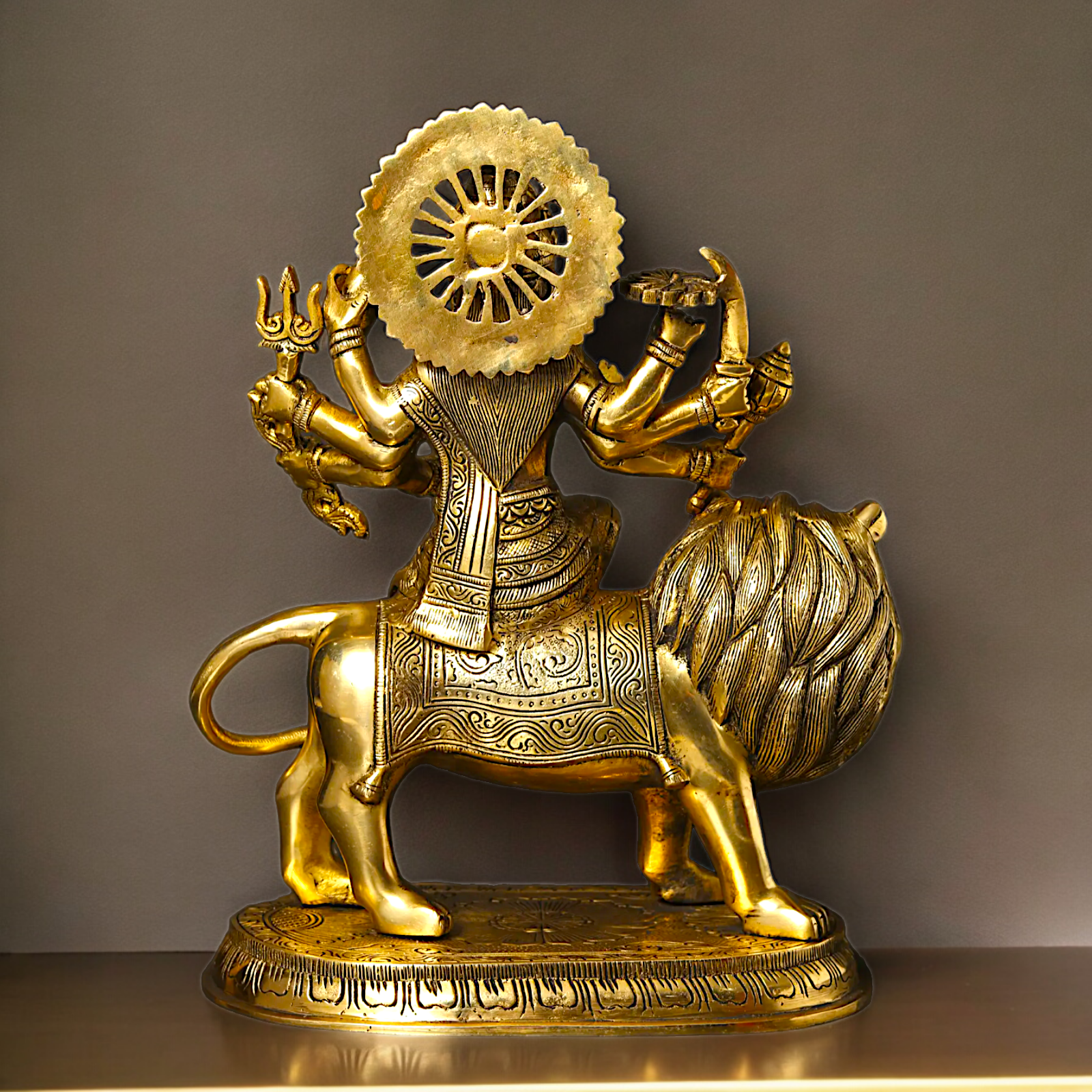 Large Handcrafted Durga Maa Brass Statue - Exquisite 35.5 cm Representation of Divine Feminine Power