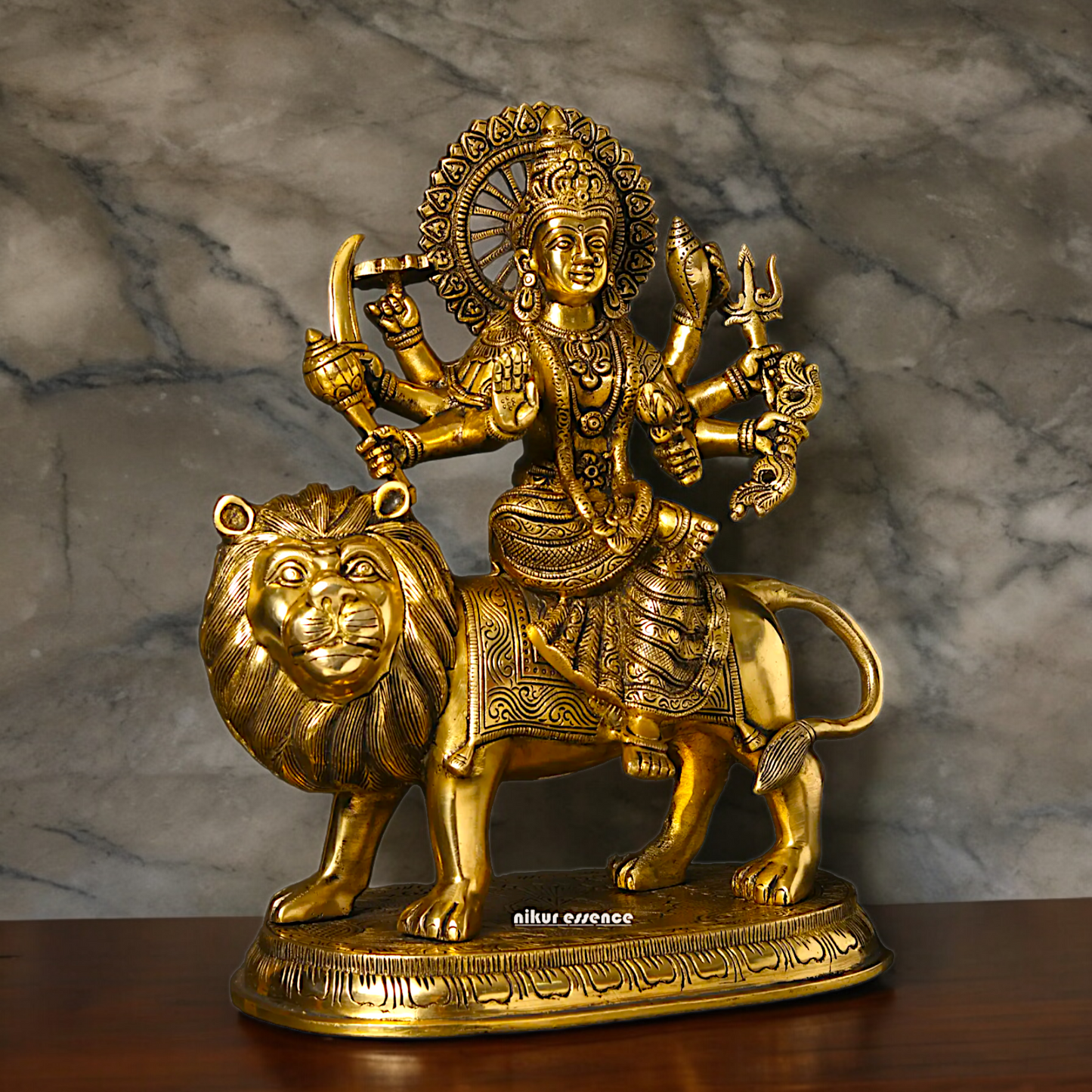 Large Handcrafted Durga Maa Brass Statue - Exquisite 35.5 cm Representation of Divine Feminine Power