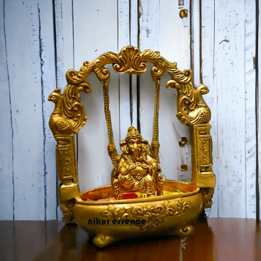 Buy Brass Ganesha Jhula with Urli -Nikur essence Idols Nikuressence