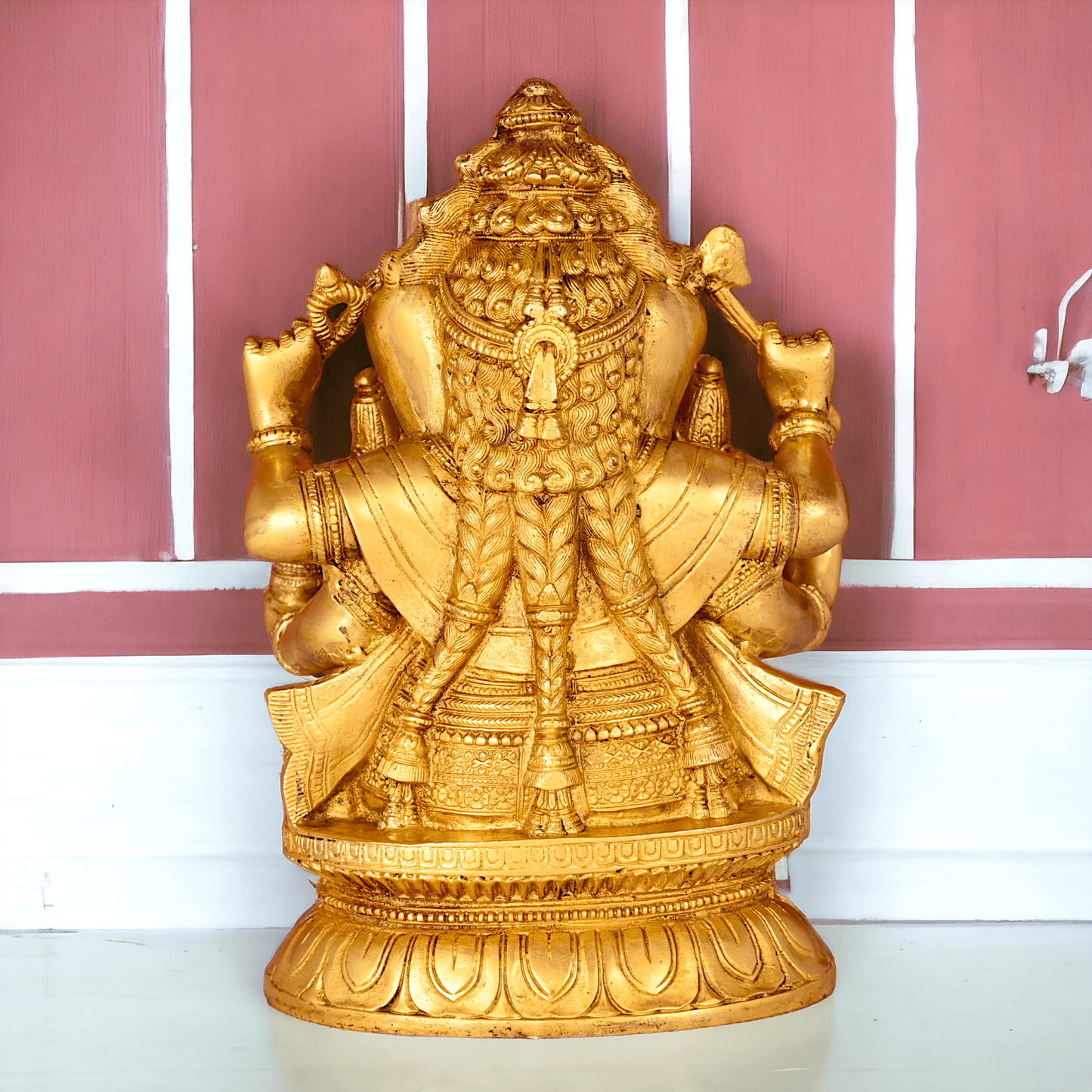 Ganesha Brass Statue with Riddhi Siddhi - 12.5 Inch