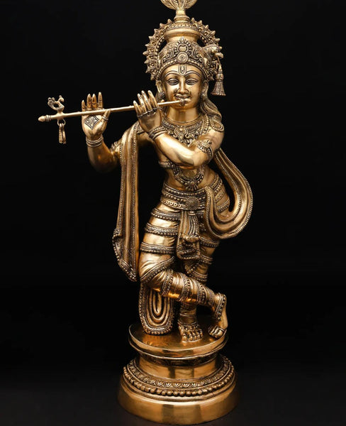 Large Brass Lord Krishna 35 inches Flute