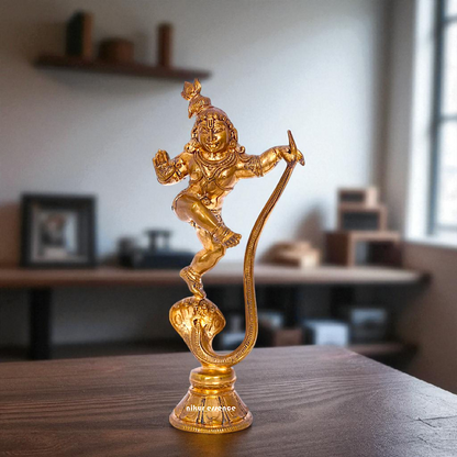 Kaliya Naag Krishna Blessing Panchaloha idol - 7 inches Nikuressence