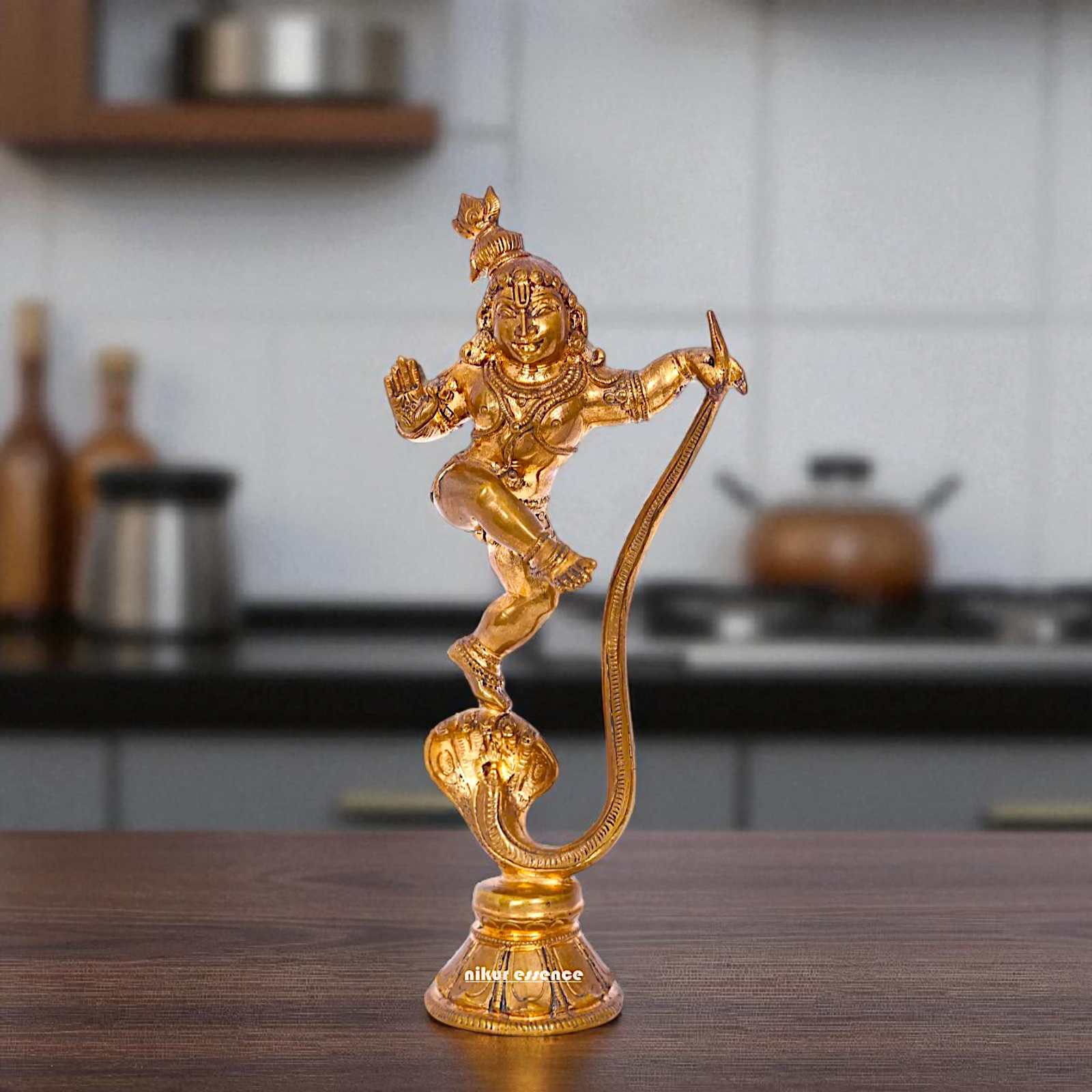 Kaliya Naag Krishna Blessing Panchaloha idol - 7 inches Nikuressence