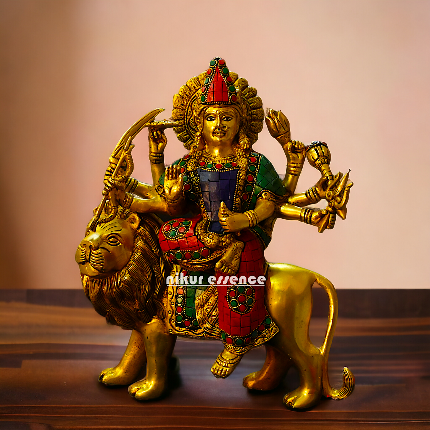 Large Buy Brass Durga Maa with stone work Idol - 34 cm Idols Nikuressence