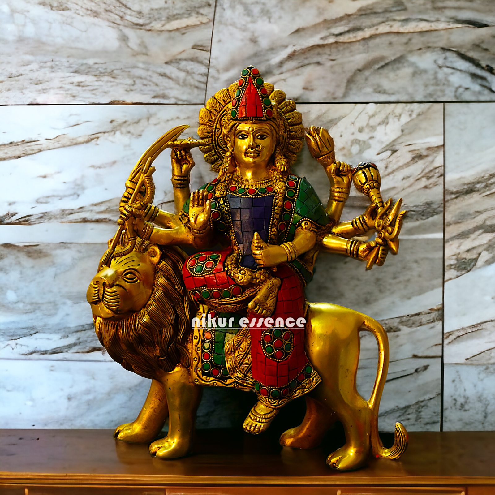 Large Buy Brass Durga Maa with stone work Idol - 34 cm Idols Nikuressence