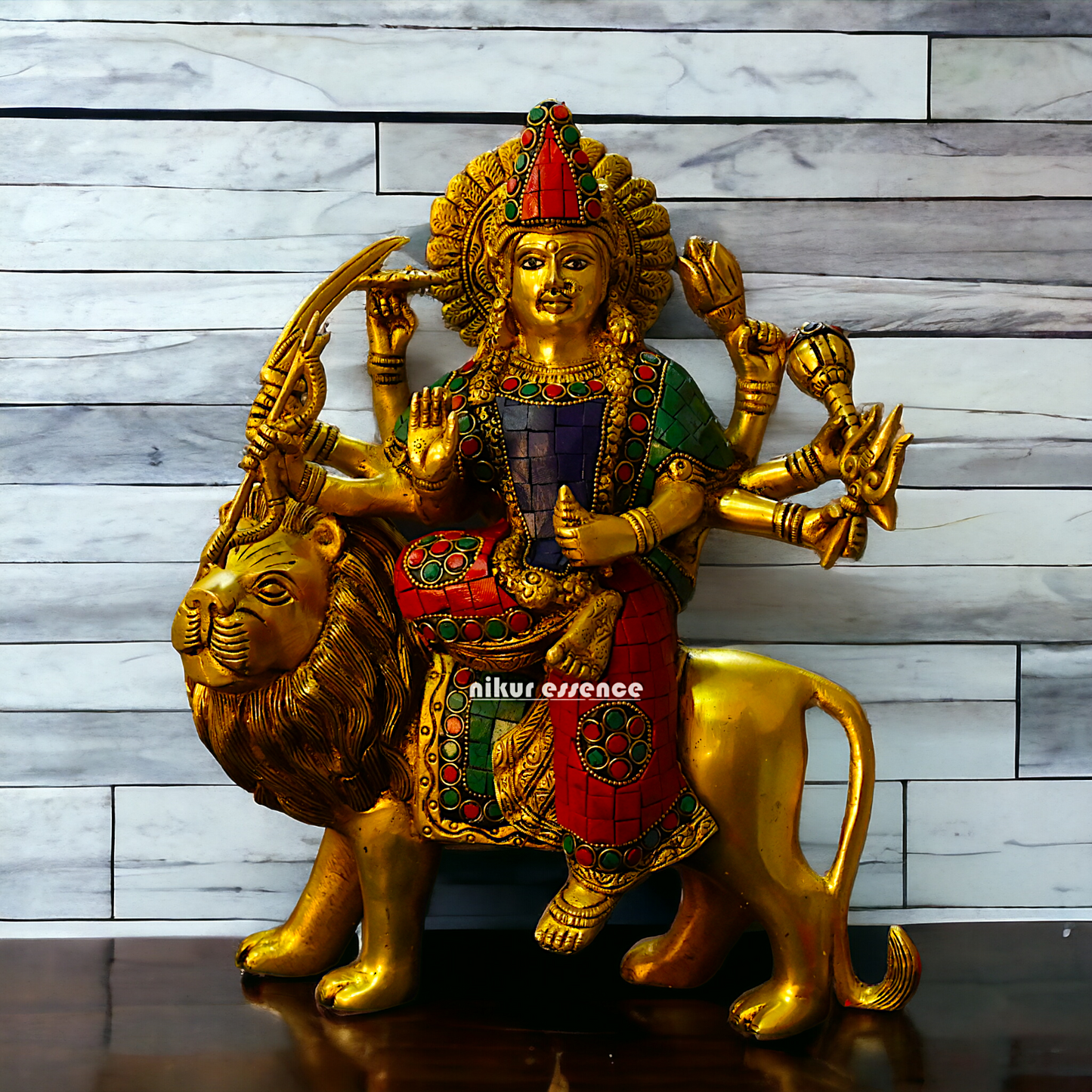 Large Buy Brass Durga Maa with stone work Idol - 34 cm Idols Nikuressence