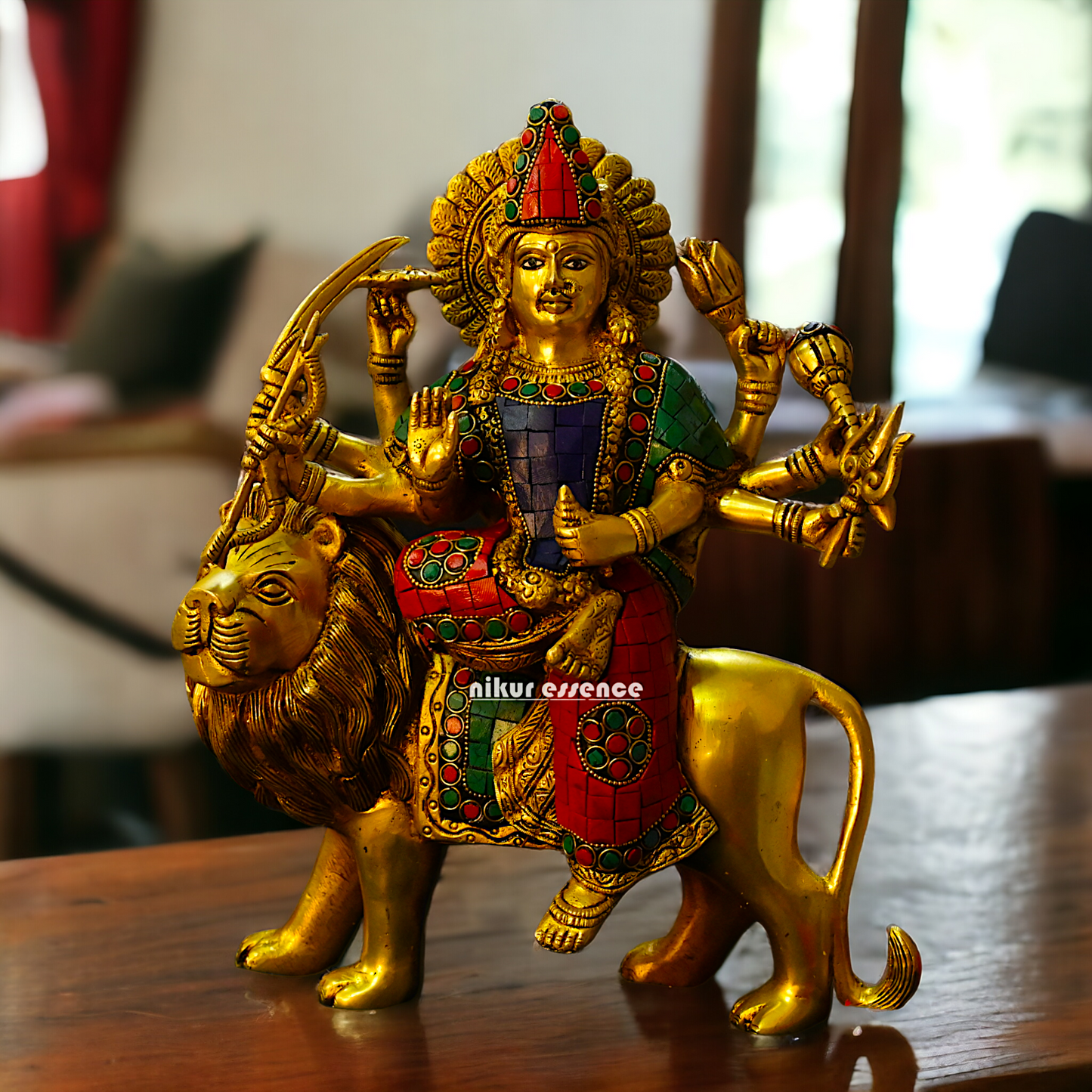 Large Buy Brass Durga Maa with stone work Idol - 34 cm Idols Nikuressence