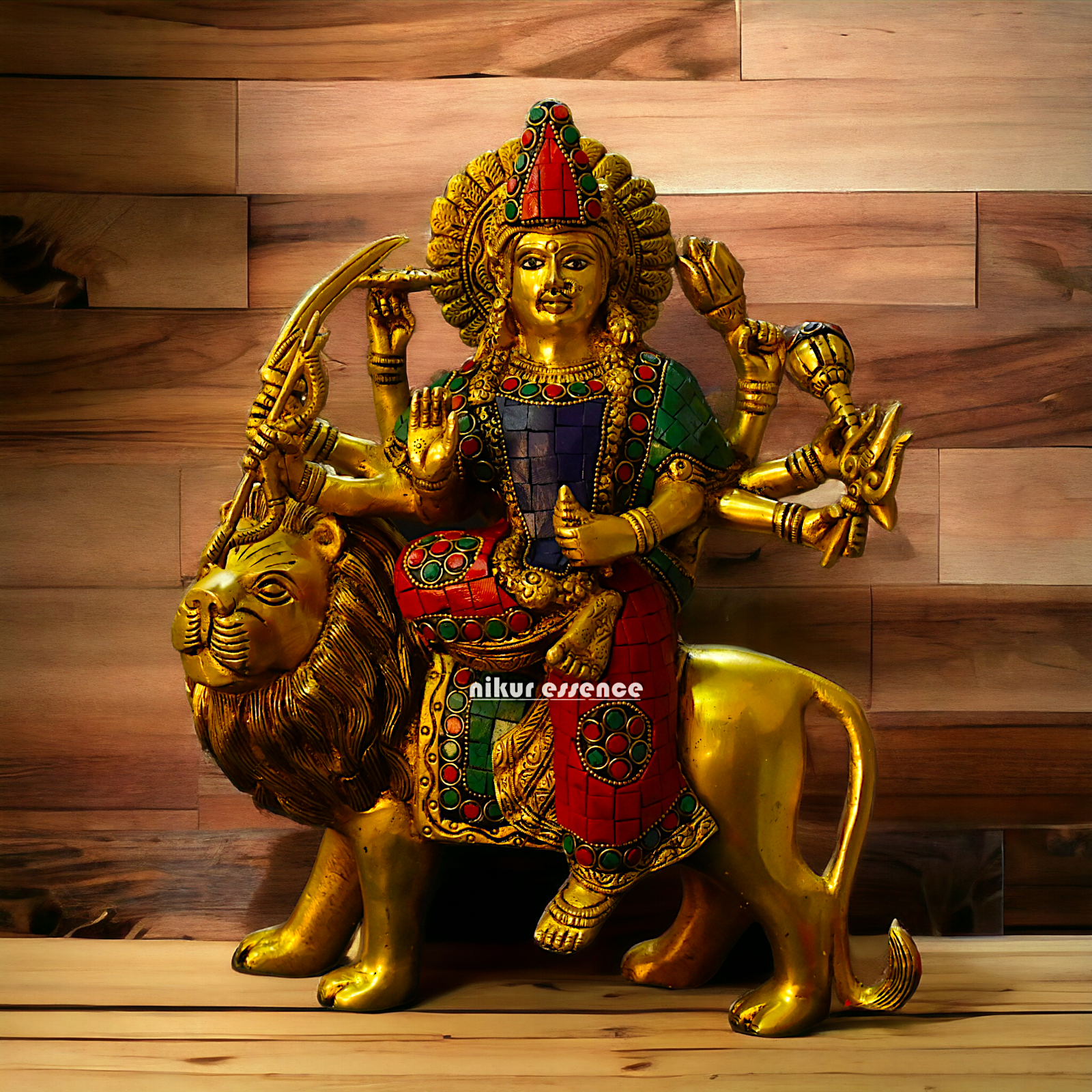 Large Buy Brass Durga Maa with stone work Idol - 34 cm Idols Nikuressence