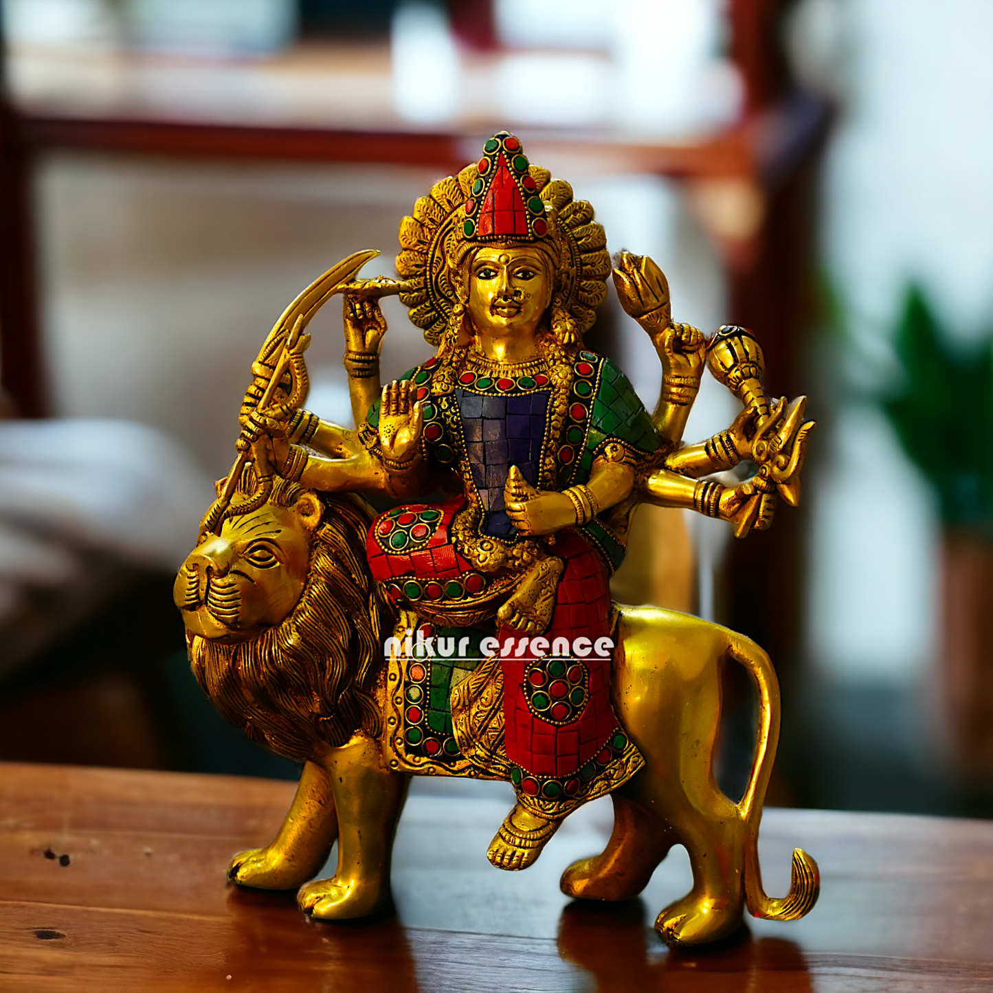 Large Buy Brass Durga Maa with stone work Idol - 34 cm Idols Nikuressence