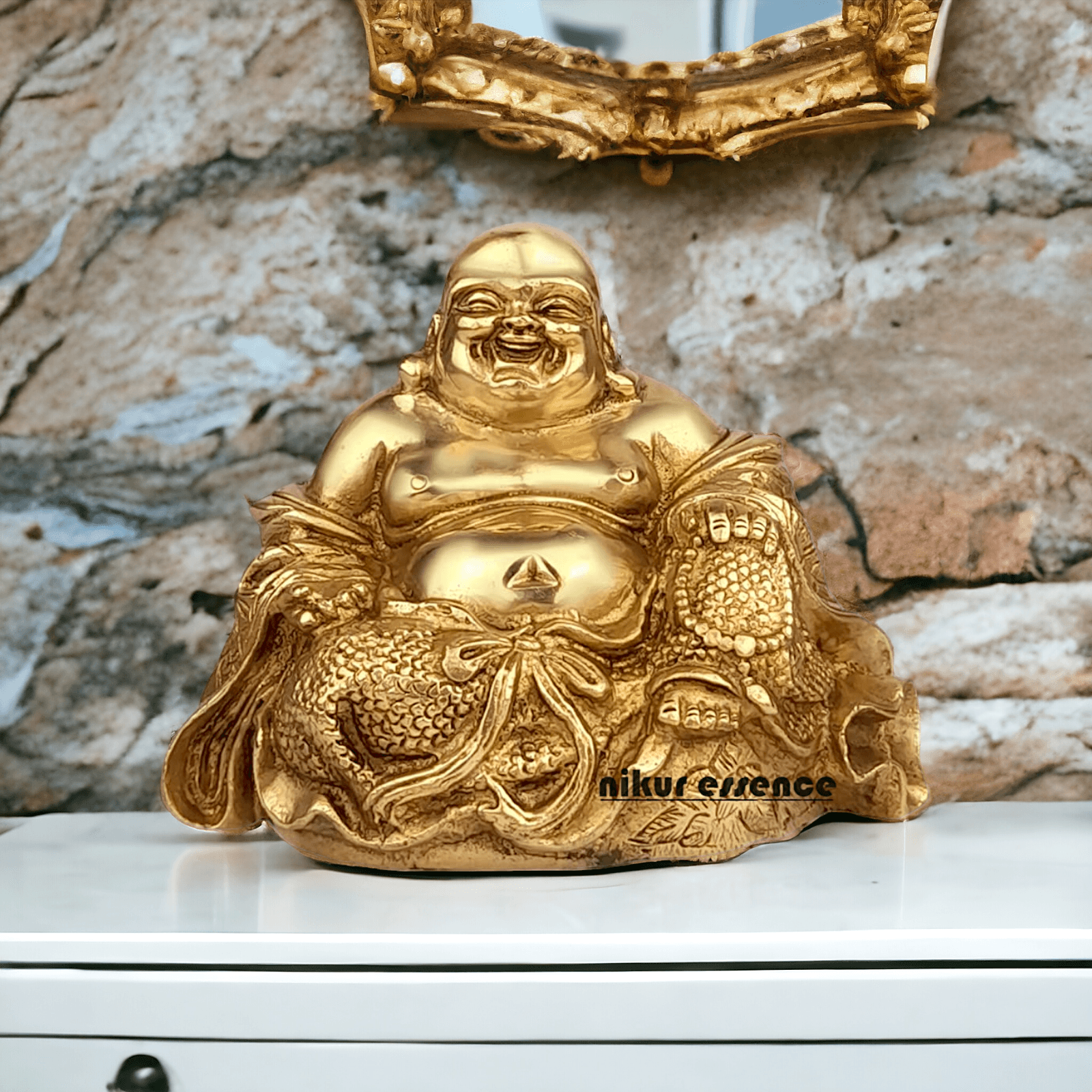 Buy Laughing Buddha Sitting Brass Statue - Enhance Prosperity, Joy, and Harmony with an Exquisite Decorative Piece