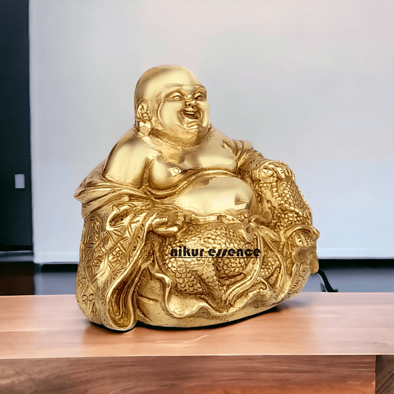 Buy Laughing Buddha Sitting Brass Statue - Enhance Prosperity, Joy, and Harmony with an Exquisite Decorative Piece