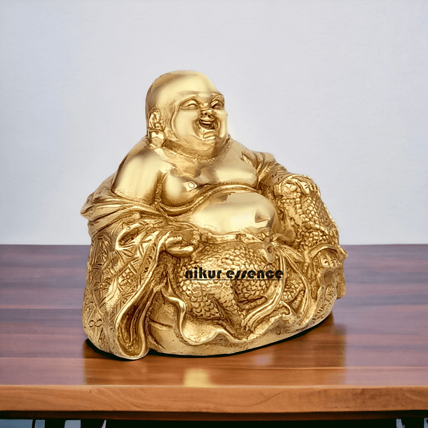 Buy Laughing Buddha Sitting Brass Statue - Enhance Prosperity, Joy, and Harmony with an Exquisite Decorative Piece