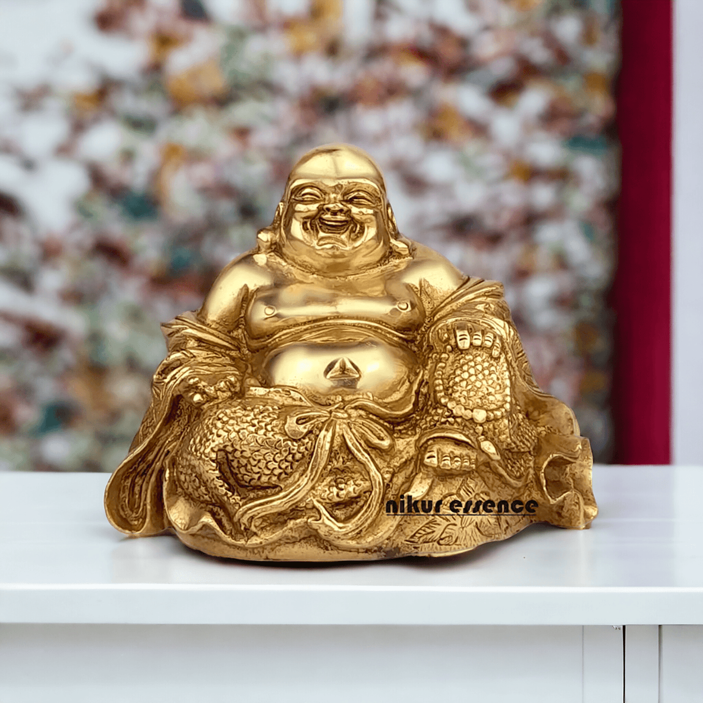 Buy Laughing Buddha Sitting Brass Statue - Enhance Prosperity, Joy, and Harmony with an Exquisite Decorative Piece