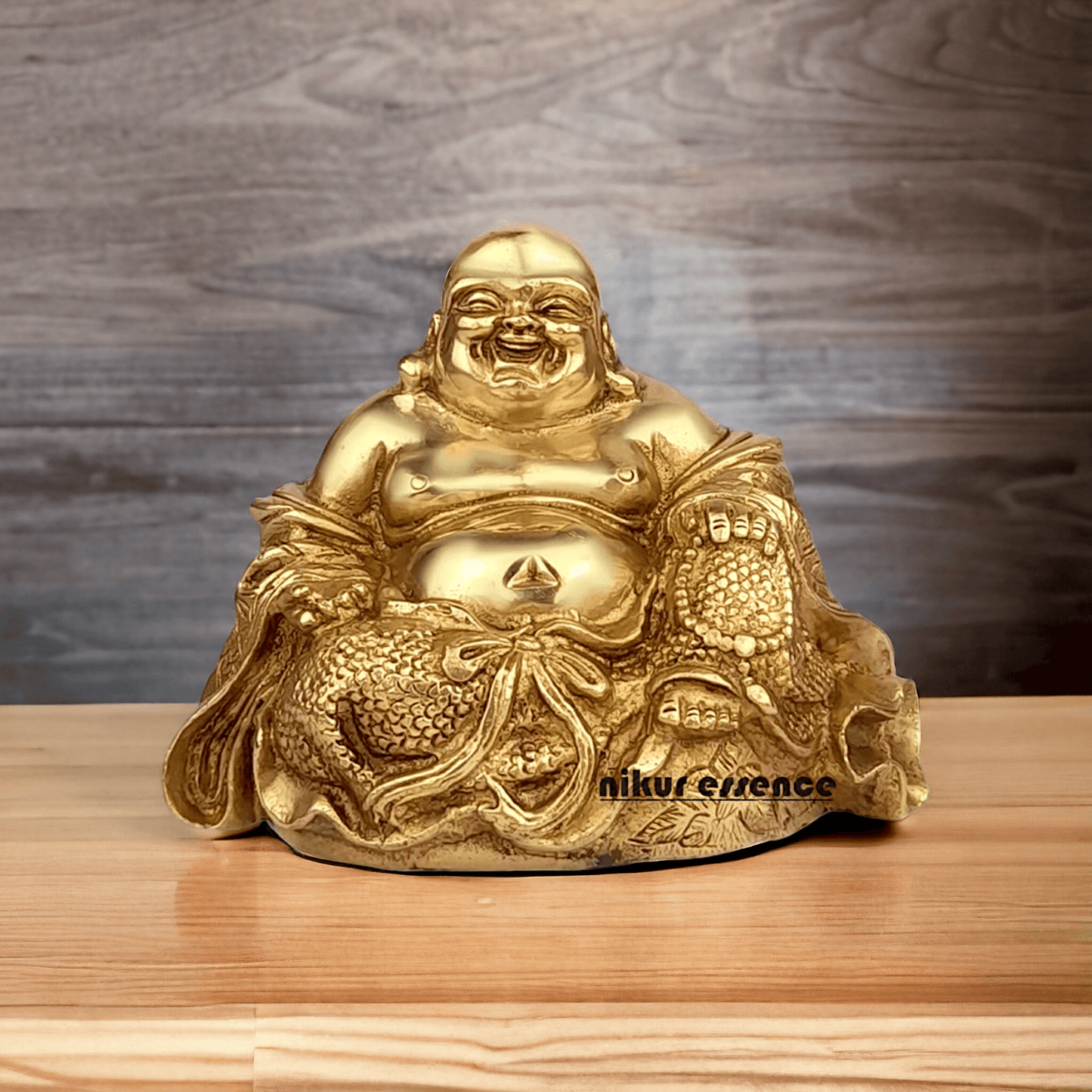 Buy Laughing Buddha Sitting Brass Statue - Enhance Prosperity, Joy, and Harmony with an Exquisite Decorative Piece