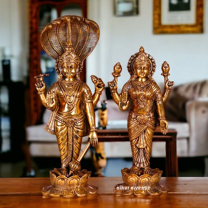 Buy Laxmi Narayan Murti, Handcrafted Deity Sculpture with Intricate Details, Height 17.5 Inches, Religious Hindu Home Decor Idols Nikuressence