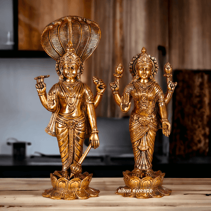 Buy Laxmi Narayan Murti, Handcrafted Deity Sculpture with Intricate Details, Height 17.5 Inches, Religious Hindu Home Decor Idols Nikuressence