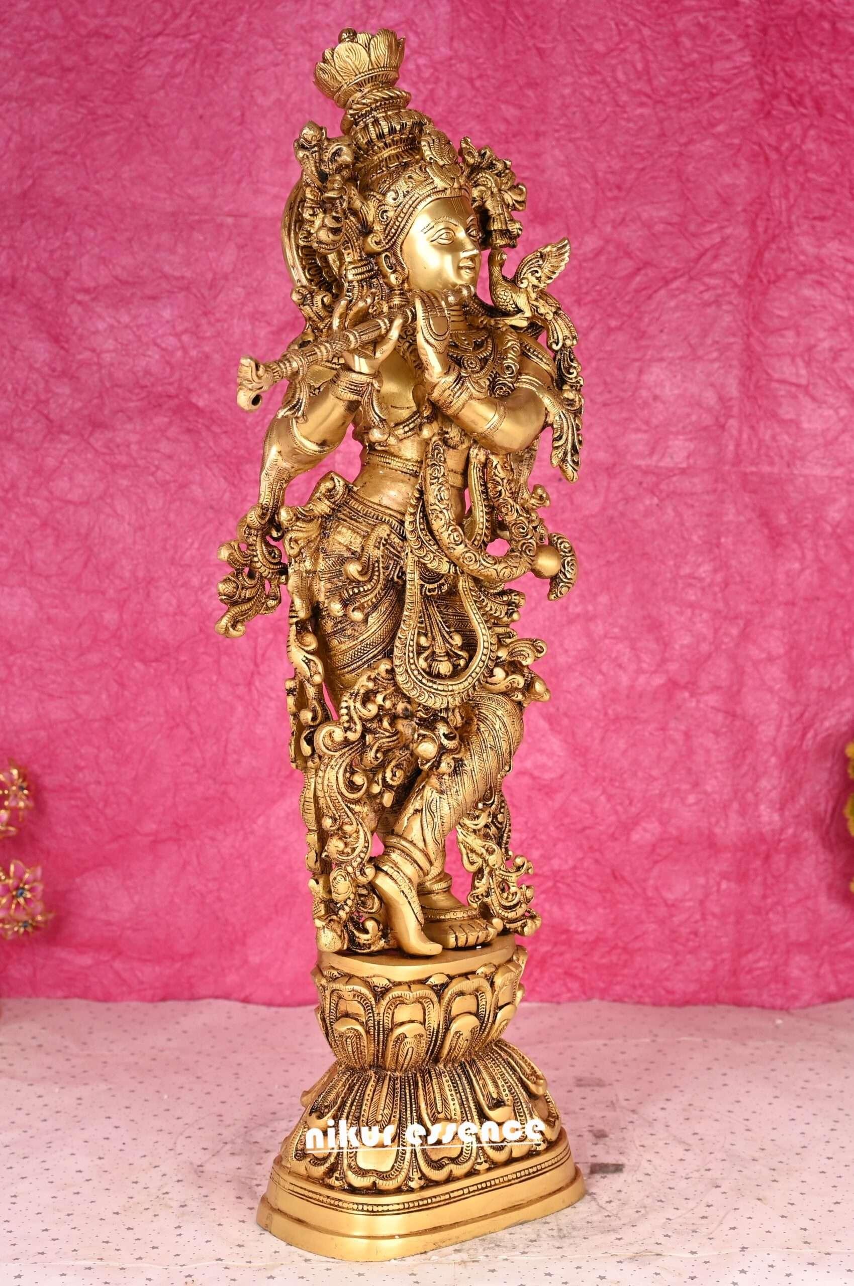 Buy online Krishna Statue | Buy Krishna Statue in Brass | Nikur essence | 30 Inch