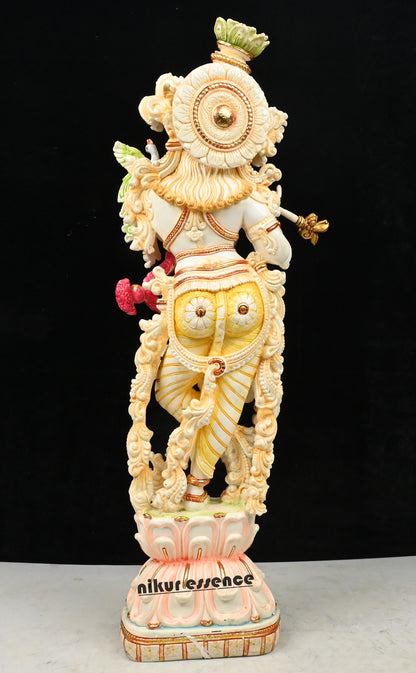 Cultured Marble Krishna Murti with Arch | 30 inch height