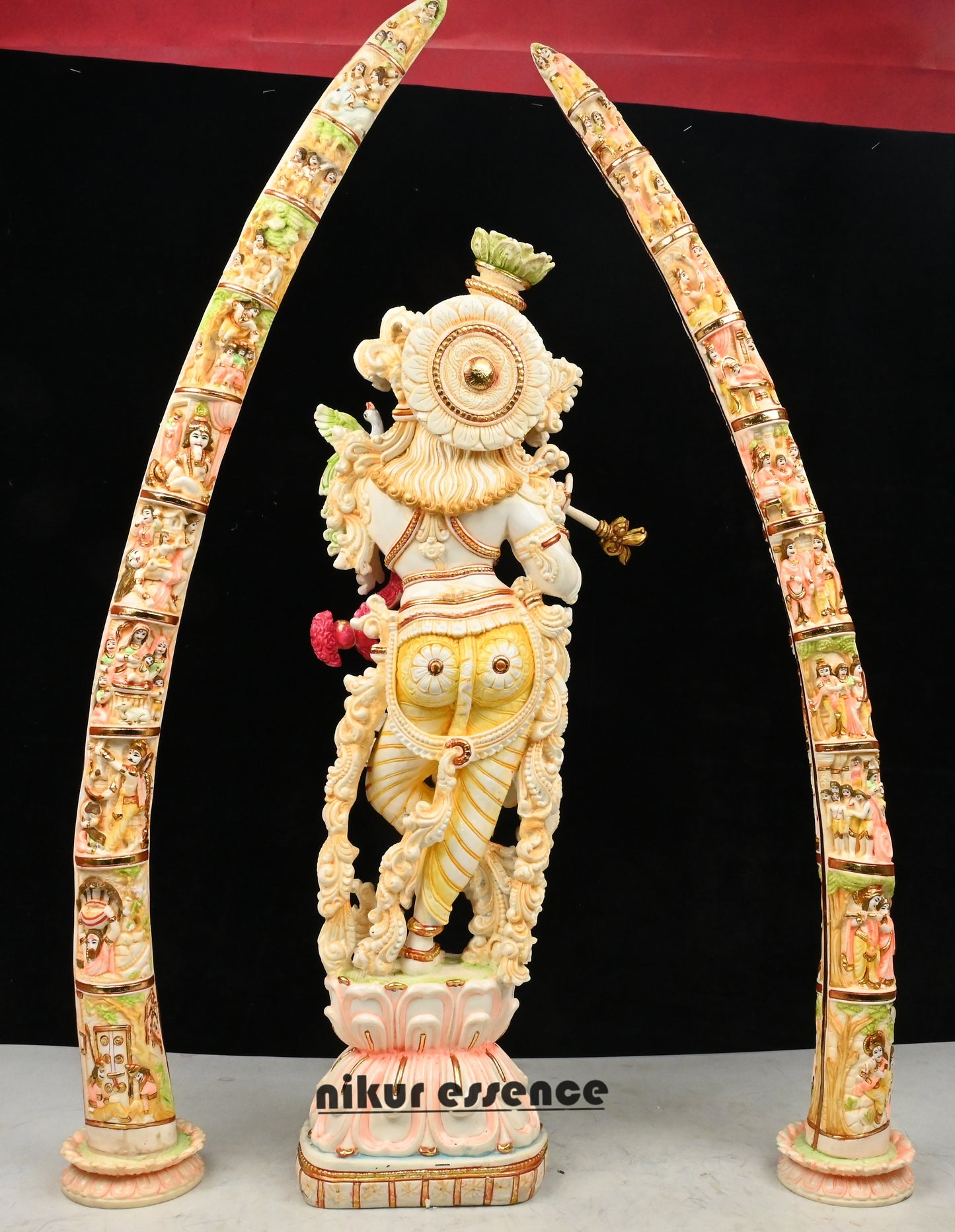 Cultured Marble Krishna Murti with Arch | 30 inch height