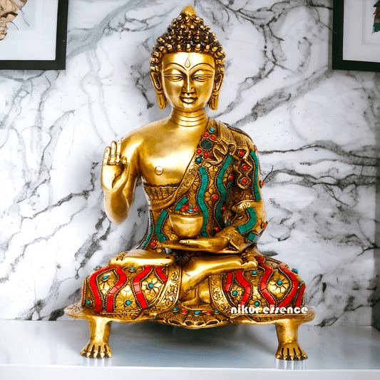 Brass Meditating Buddha Statue , Elegant Handcrafted Design for Spiritual Harmony and Enlightenment Idols Nikuressence