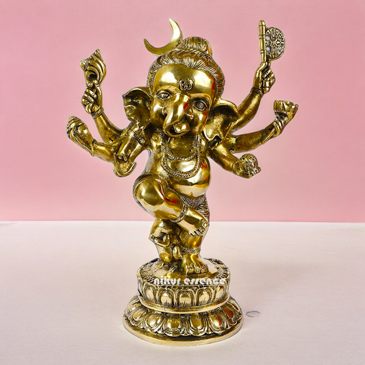 Online Solid Brass dancing Ganesh idol - 15.5 inches