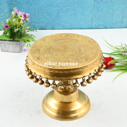 Stool chowki with Bells Ghungroo Solid Brass - 8 Inches