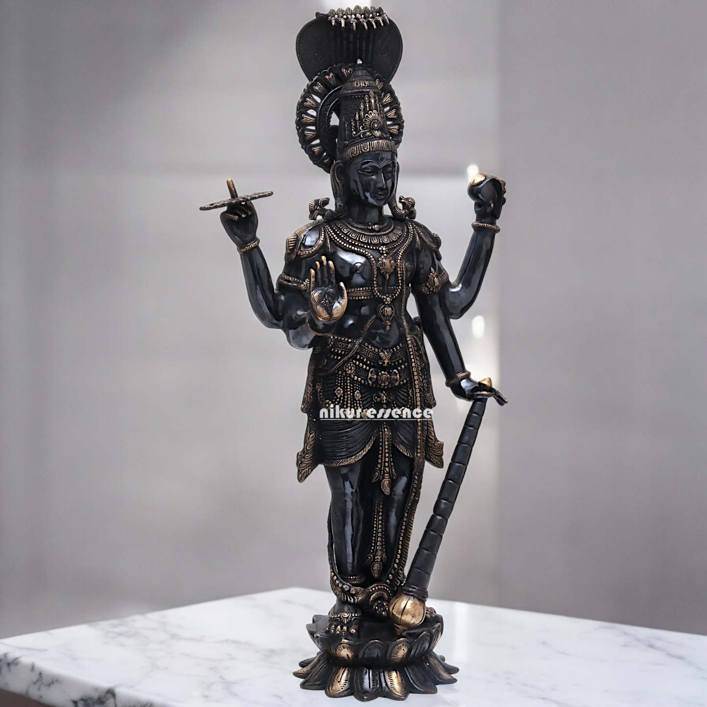 Buy Large Brass Vishnu standing Idol - 101.5 cm Idols Nikuressence