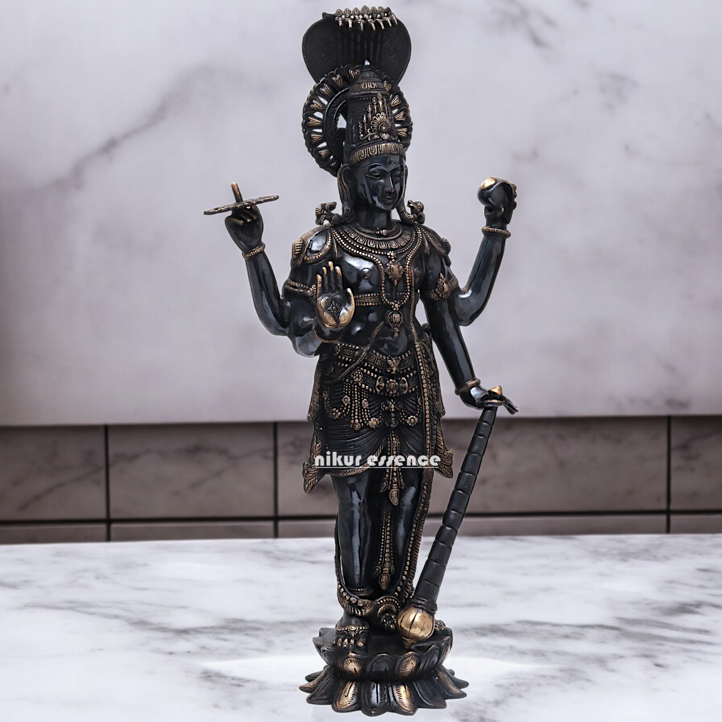 Buy Large Brass Vishnu standing Idol - 101.5 cm Idols Nikuressence