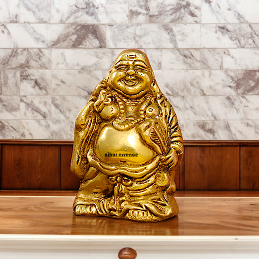 Solid Braas Laughing Buddha Idol - 4.5 Inches