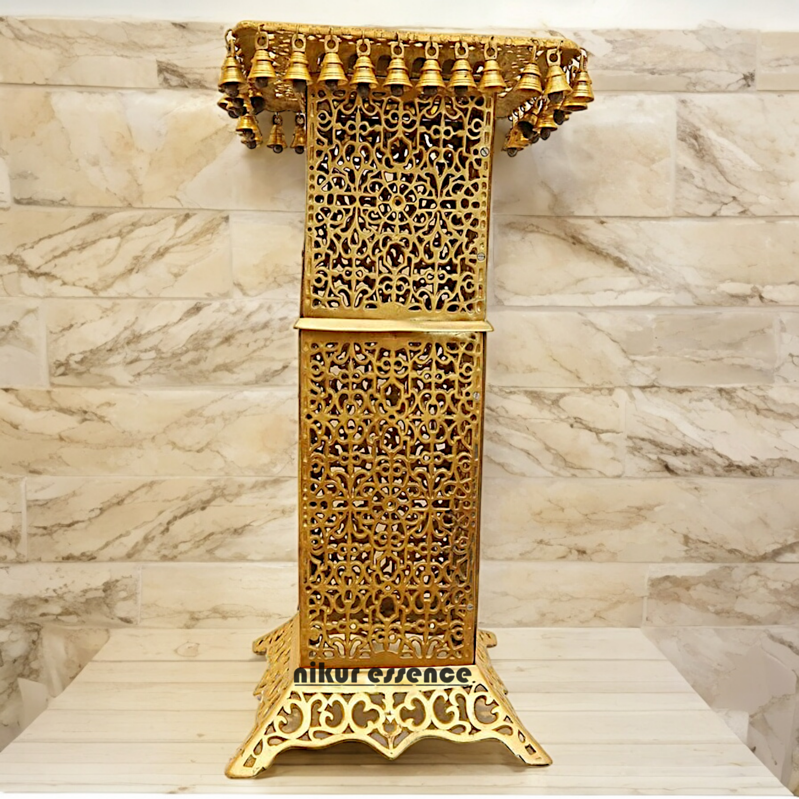 Large Solid Brass Tall Chowki - 81.5 cm Idols Nikuressence